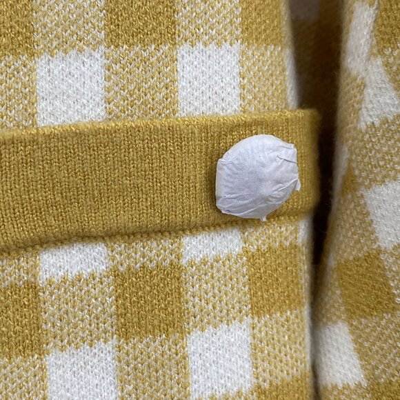 Joie gingham preppy oversized cardgian size medium New mustard white check - Picture 5 of 11